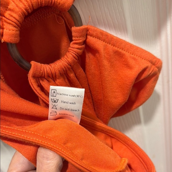 Orange Ruched gathered Front Bodycon Maxi Dress with cut outs - Picture 6 of 10